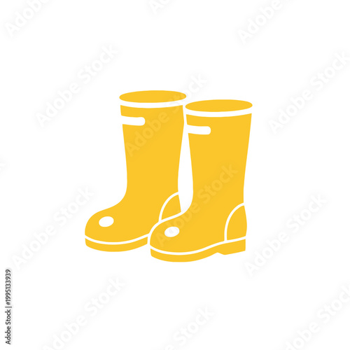 Yellow Rubber Boots Icon - Simple Graphic Illustration