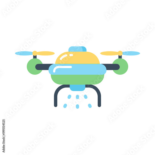 Agricultural Drone Spraying Pesticides on White Background, Modern Farming Technology