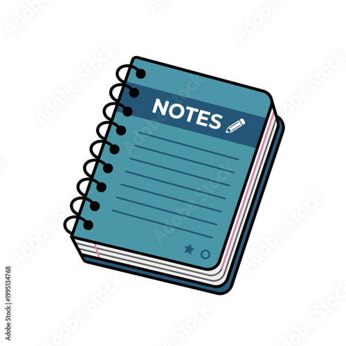 Blue spiral notebook with notes