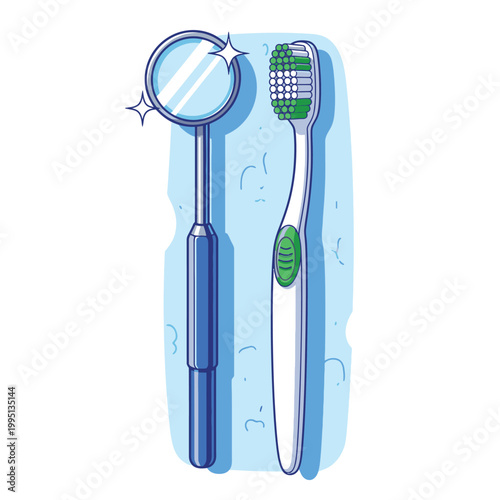 Toothbrush and toothpaste with mint.