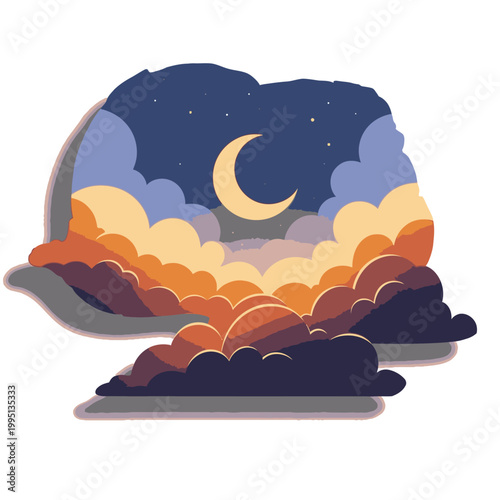 Crescent Moon in the Night Sky 1.