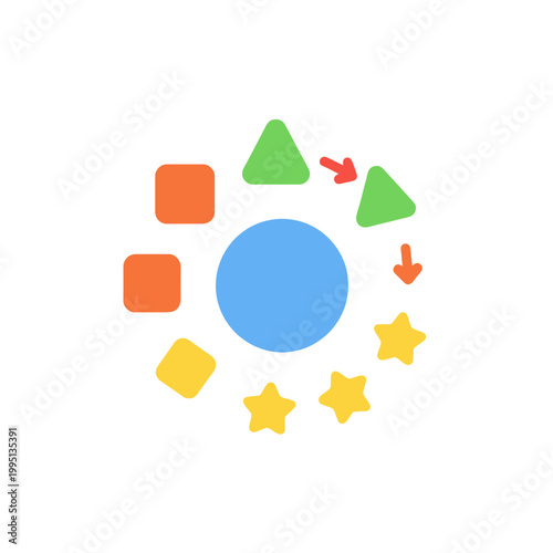 Free Download Geometric Shapes Arranged in Circular Pattern with Arrows, Concept of Process and Flow - GFXLoad