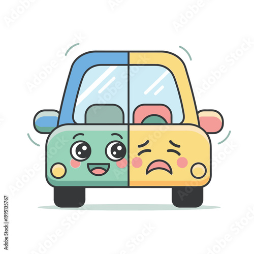 Car with two different face expressions.