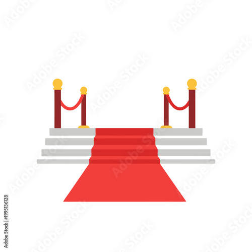 Red Carpet Stairs with Stanchions and Rope - VIP Entrance, Event, Celebration