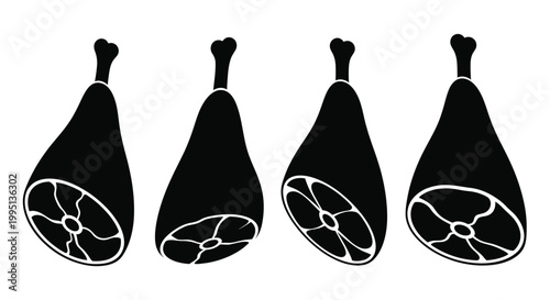 Photos Four black silhouettes of pork hocks arranged in a row silhouette