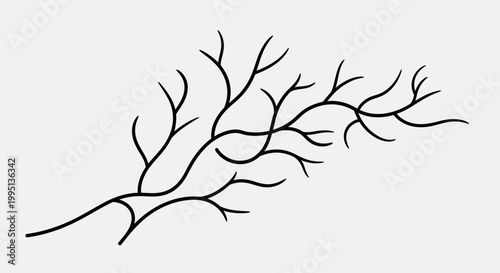 Stylized Black Silhouette of Bare Tree Branches against a Light Gray Background