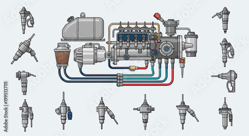 Spark plugs and ignition system components.