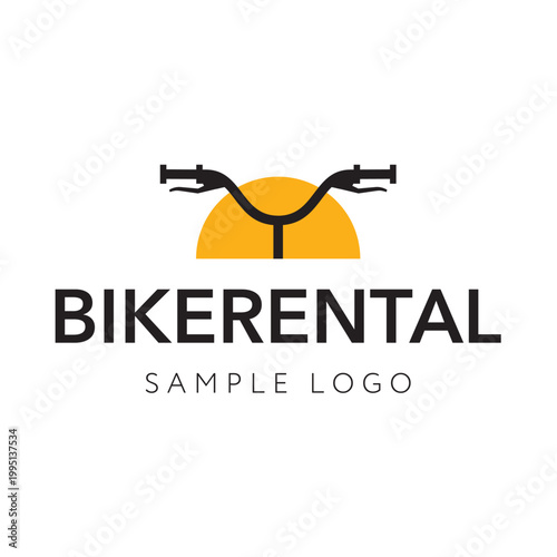 A bicycle-themed logo. Bicycle handlebars and the sun