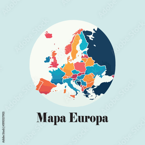 mapa europa logo icon vector white background