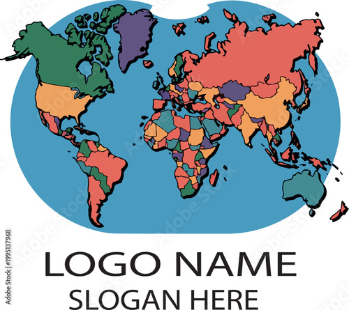 mapa mundi paises logo icon vector white background .