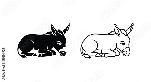 Black and White Bunny Silhouette Art Design Vector