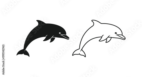 Dolphin Silhouette Designs - Stylish Black & White Vector Art Vector