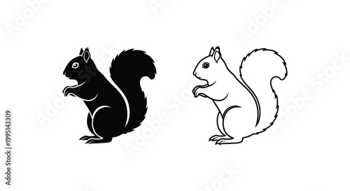 Squirrel Silhouette Vector Icons Design Vector
