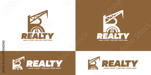 Modern RR real estate construction logo featuring a clean double R monogram with architectural structure. Ideal for property developers, construction companies, builders, contractors, and real estate.