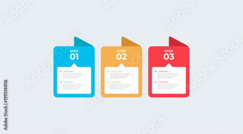 Threestep infographic design template for presentations.