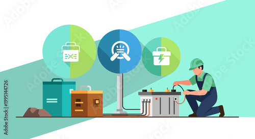 Technician Servicing Renewable Energy Battery Storage Infrastructure
