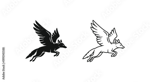 Elegant Mythical Bird Silhouettes Design Vector