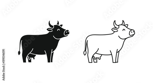 Black and White Cow Illustrations for Design Vector