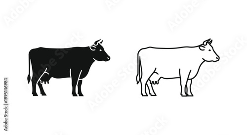 Black and White Cow Illustrations for Design Projects Vector