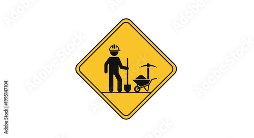Road work ahead warning sign.