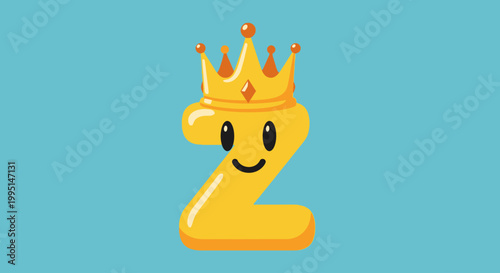 A cartoon number two wearing a crown.