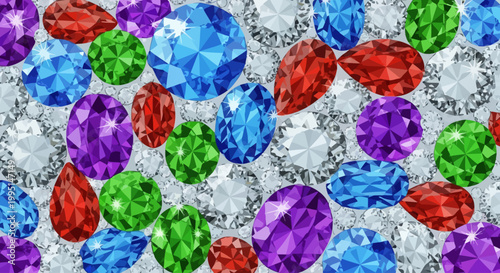 Colorful gemstones and precious stones.