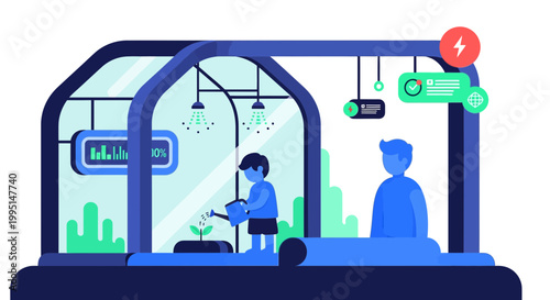Smart Greenhouse Sustainable Farming and Digital Agriculture Concept