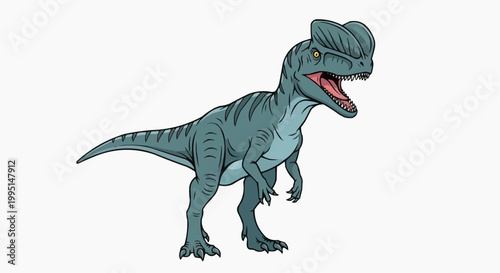 A drawing illustration of Dilophosaurus