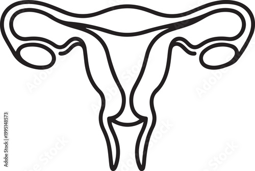 Womans uterus one line art minimalist reproductive organ. one line art icon drawing vector