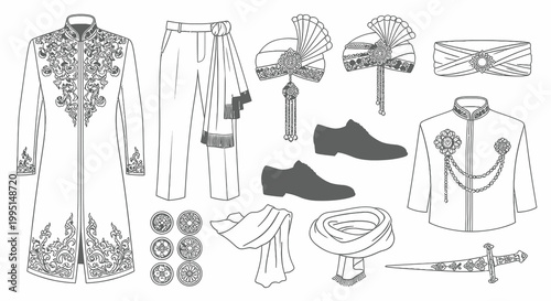 Indian Groom Traditional Wedding Sherwani and Accessories Set