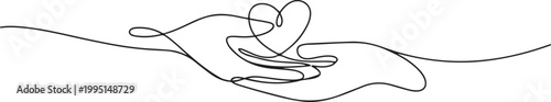 hand drawn doodle hand giving and receiving love. one line art icon drawing vector