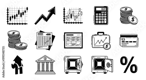 Finance and Banking Business Icon Set