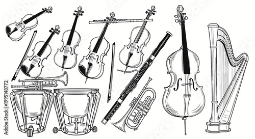 Classical Musical Instruments Vector Collection
