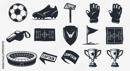 Soccer Sport Elements Vector Set