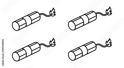 Four dynamite sticks with burning wicks in a simple illustration silhouette