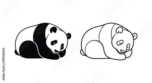 Cute Cartoon Pandas - Adorable Black & White Bear Designs Vector