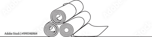 continuous one line drawing Vector illustration of rolled up mats or rugs. one line art icon drawing vector