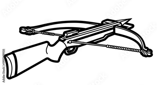 Black and white crossbow illustration isolated on white background