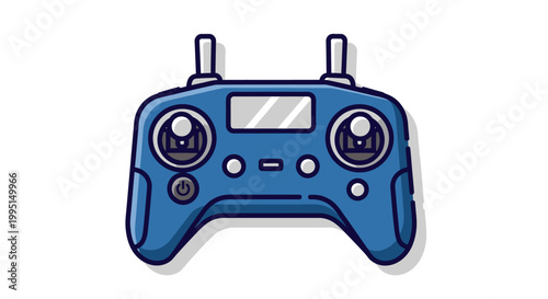 Blue remote control device isolated on white background vector illustration