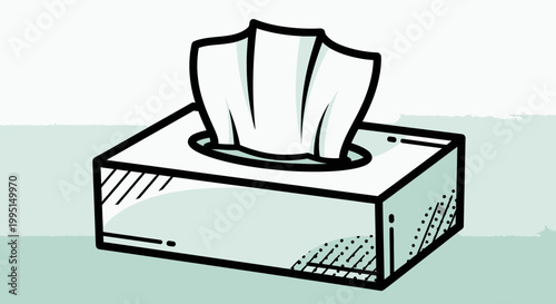 Box of tissues illustration simple hand drawn style for healthcare and hygiene