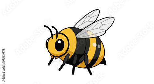 Cartoon bee illustration isolated on white background for design elements