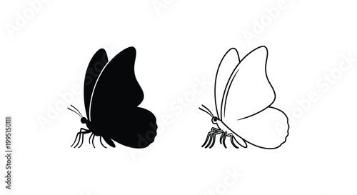Butterfly Silhouette Designs Minimalist Art Vector Vector