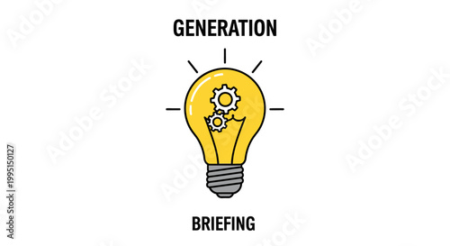 Conceptual illustration of an illuminated lightbulb with gears inside representing ideas