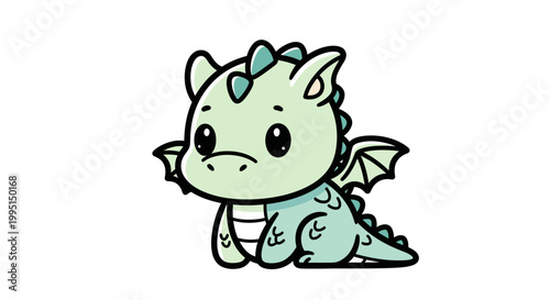 Cute cartoon dragon illustration isolated on white background