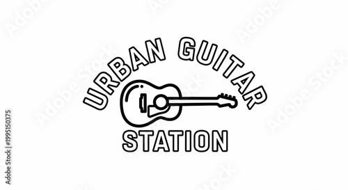Graphic illustration of acoustic guitar and text in modern design