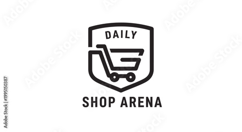Graphic shopping cart shield logo design vector illustration
