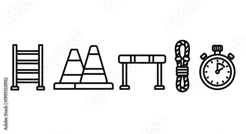 Sport and fitness equipment icons vector illustration set on white