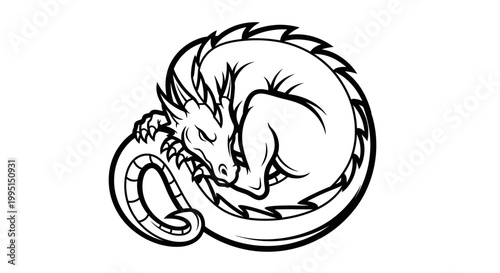 Stylized dragon illustration on white background vector graphic