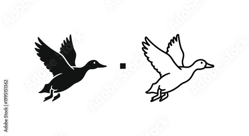 Elegant Black White Flying Ducks Vector Design Vector