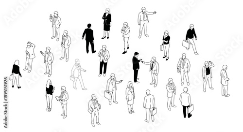 isometric business people in suits vector set illustration